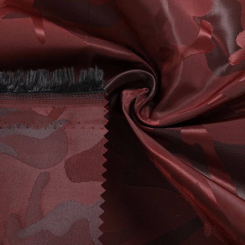 Tejido de revestimiento jacquard de camuflaje rojo vino